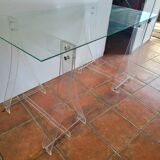 Plexiglas trestle desk from the 70s