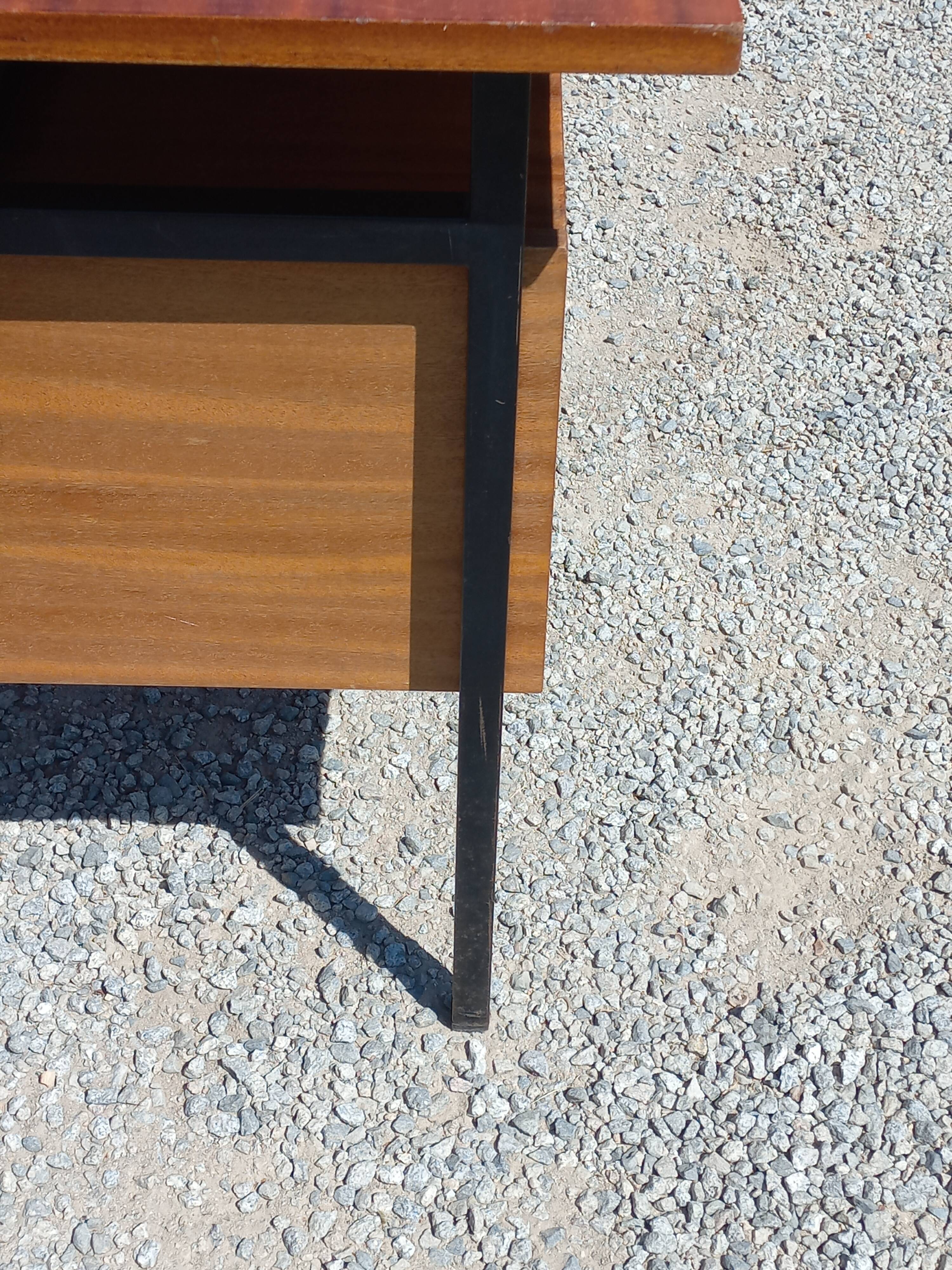 Desk of the 60s in mahogany base metal tubes 2 drawers