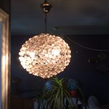 Vintage floral ball hanging lamp, 3 lights 60s