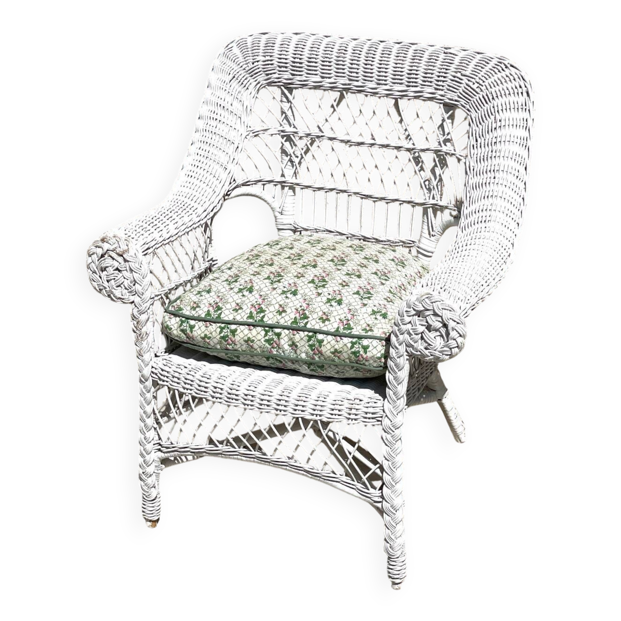 Vintage rattan kids garden armchair