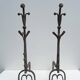 17th-18th Century Hand Forged Iron Dragon Gothic Andirons or Firedogs