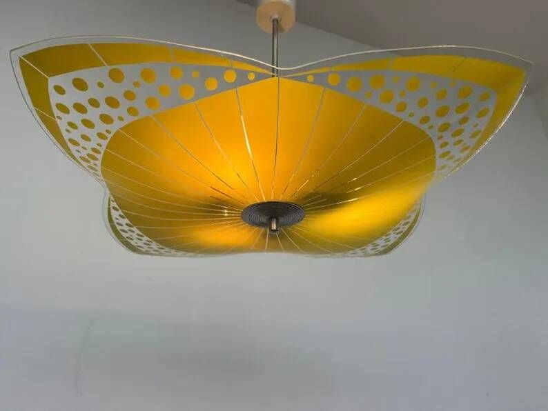 Mid-century design glass pendant by Napako, Czechoslovakia, 1970s.