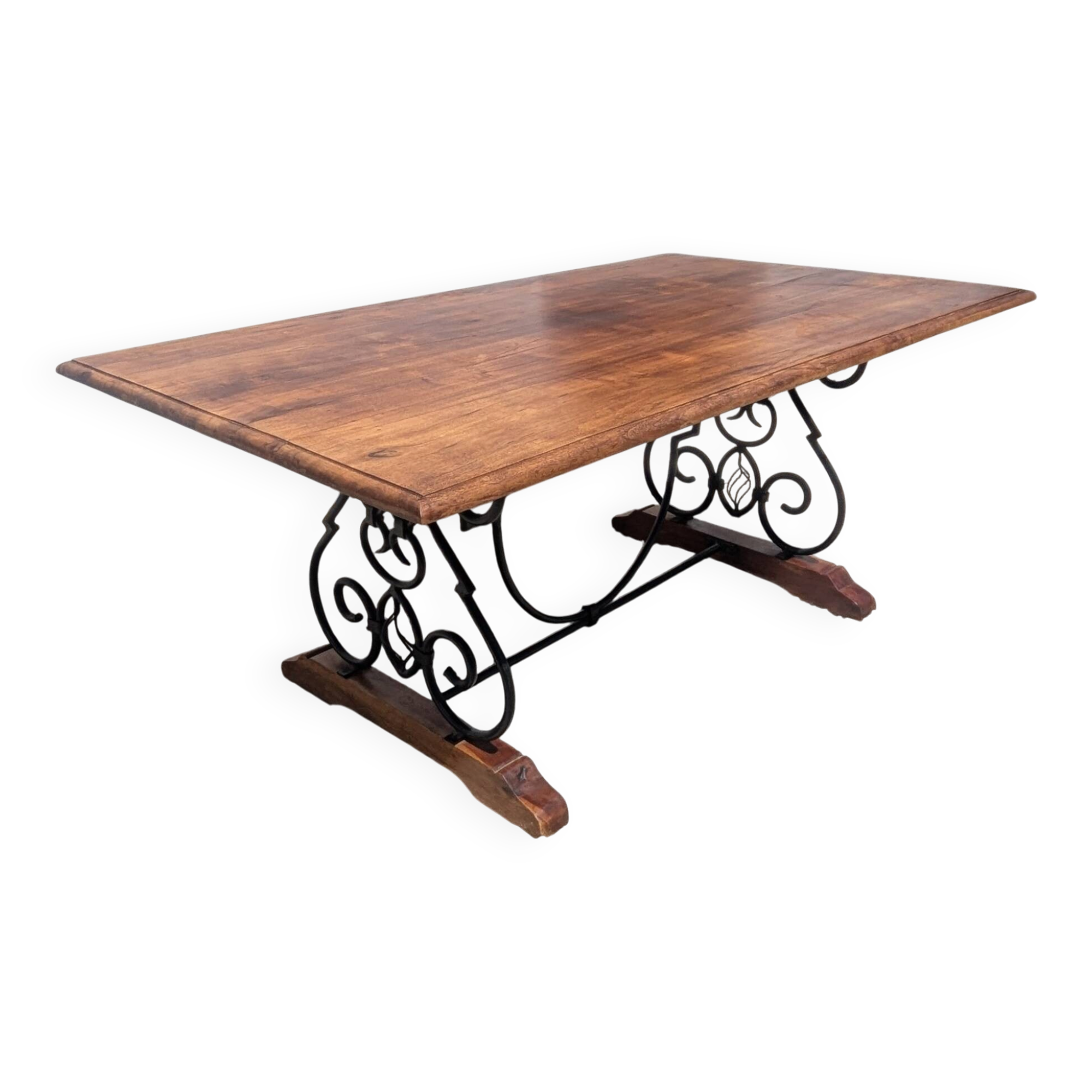 Belle Table A Manger En Fer Forgé Et Teck 180 cm 8 Convives