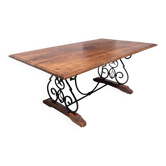 Belle Table A Manger En Fer Forgé Et Teck 180 cm 8 Convives