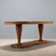 Vintage table in solid beech and glass, design, Italy, 1950s