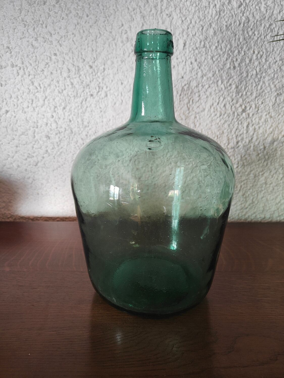 Dame Jeanne Viresa on the bottle neck in Green bubble glass 5 L