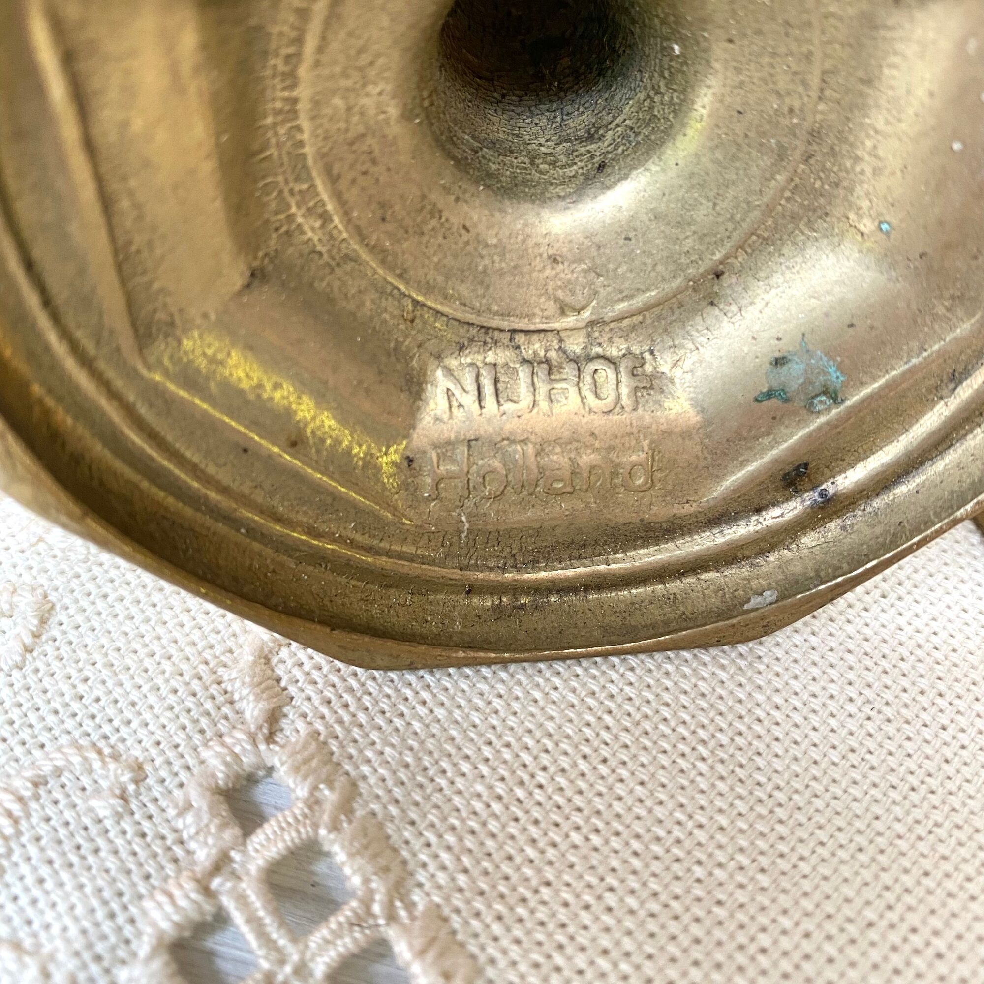 Pair of Nijhof Holland brass candle holders
