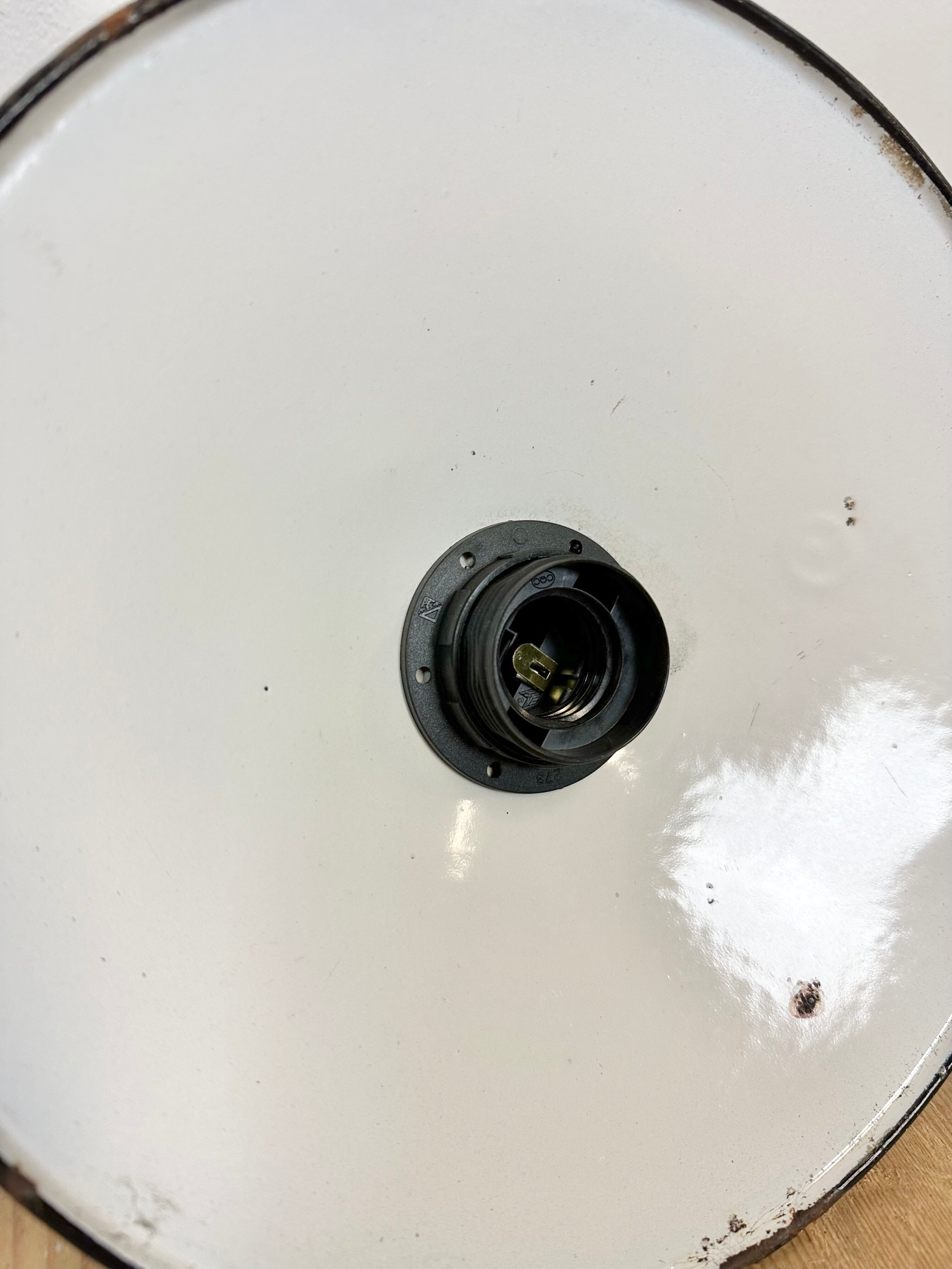 Industrial Blue Enamel Factory Pendant Lamp with Cast Aluminium Top, 1960s