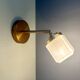 Vintage art deco globe wall lamp in white opaline