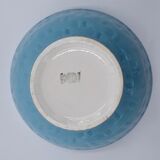 Salad bowl in earthenware Digoin Sarreguemines trompe l'oeil basket in blue