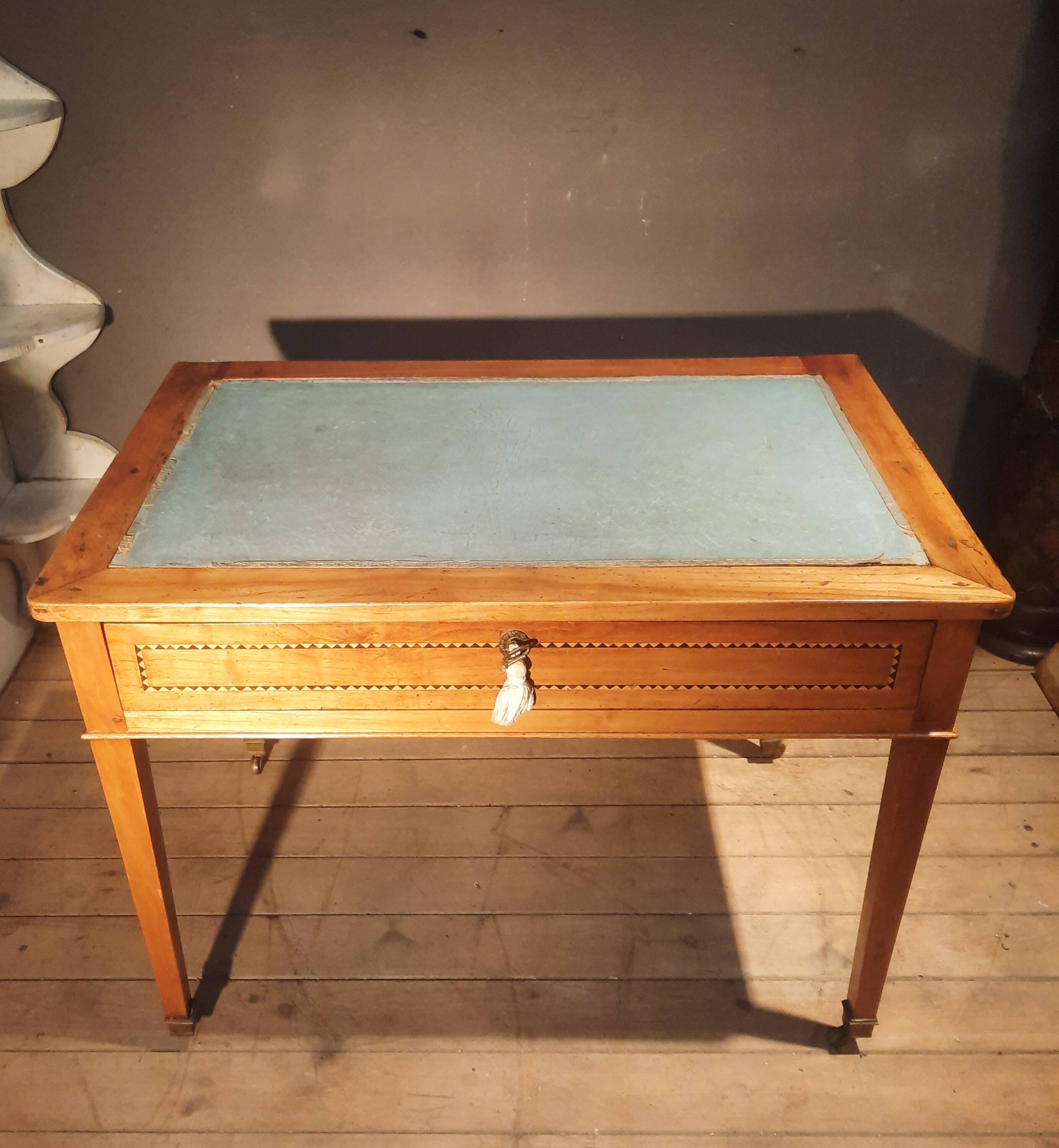 Yellow wooden writing table
