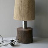 Solid wood and chrome lamp, rope lampshade