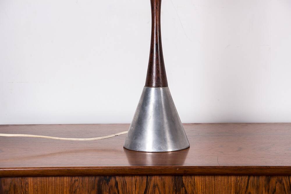 Lampe à poser Suédoise en Aluminium, Palissandre et Bakélite par Bergboms 1960.