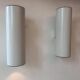 Pair of vintage cylindrical wall lights, matt white metal, Germany Erco 1976
