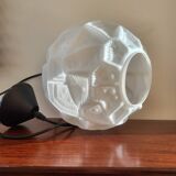 Lampe à suspension vintage, vermoedelijk Peill & Putzler, verre opalin avec relief