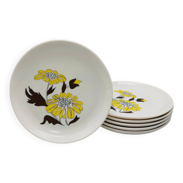 6 Assiettes à dessert, Sovirel, datant des années 70.