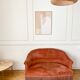 Pink velvet sofa