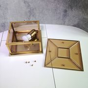 Ceiling lamp or square wall lamp in brass, beveled and tinted glass 1970