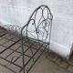 Metal folding bed, wrought iron bench