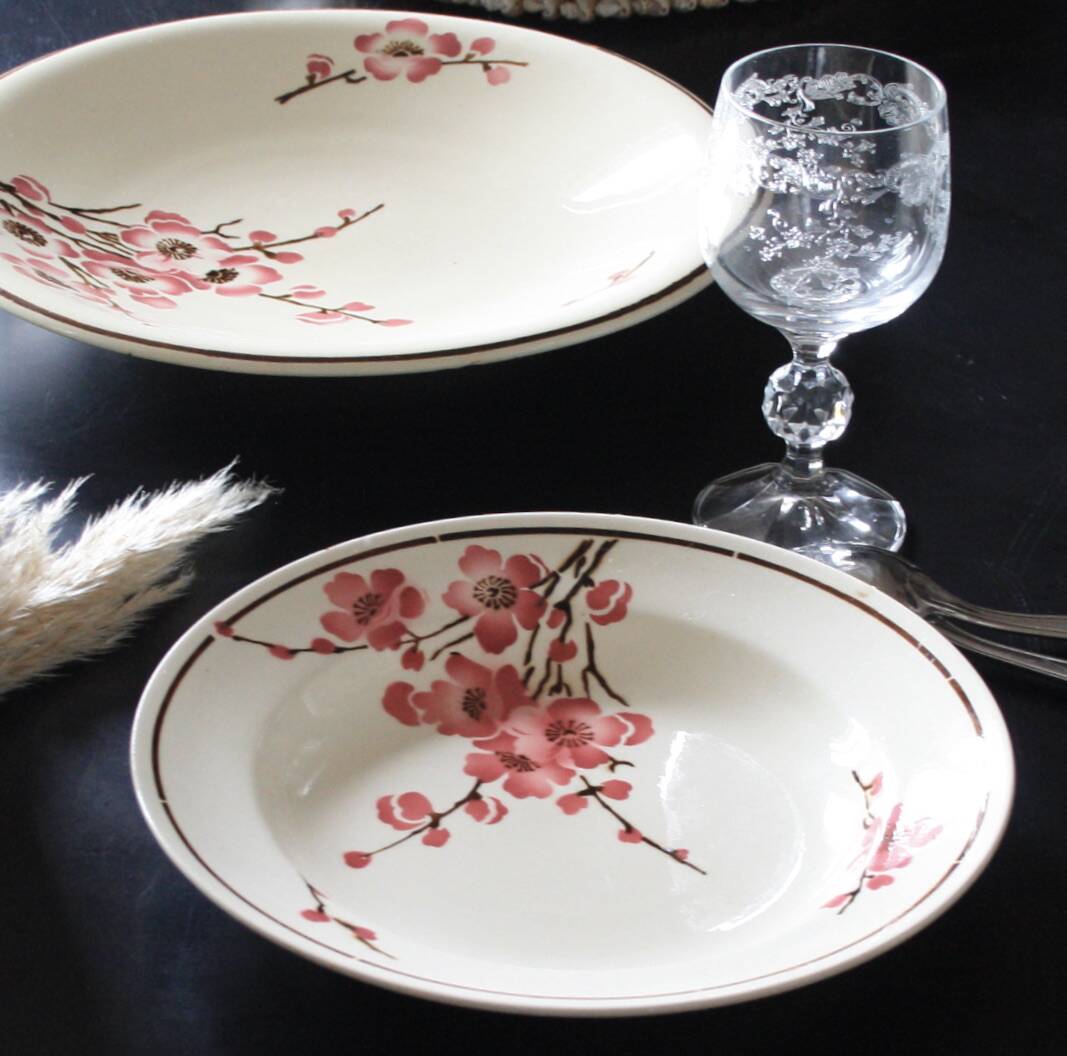 Set of 6 Terre de Fer St Amand "cherry" deep plates