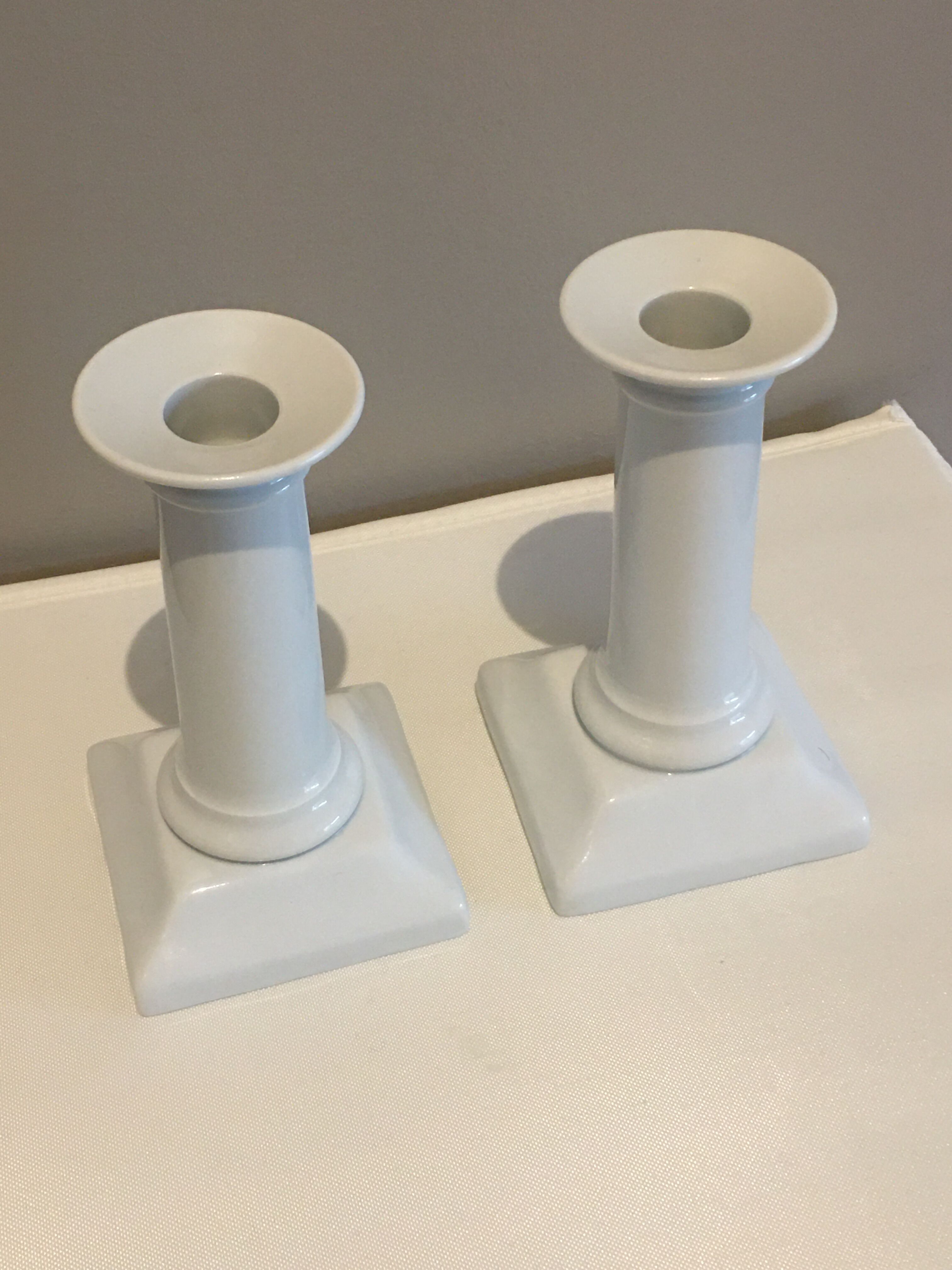 Pair of porcelain candlesticks