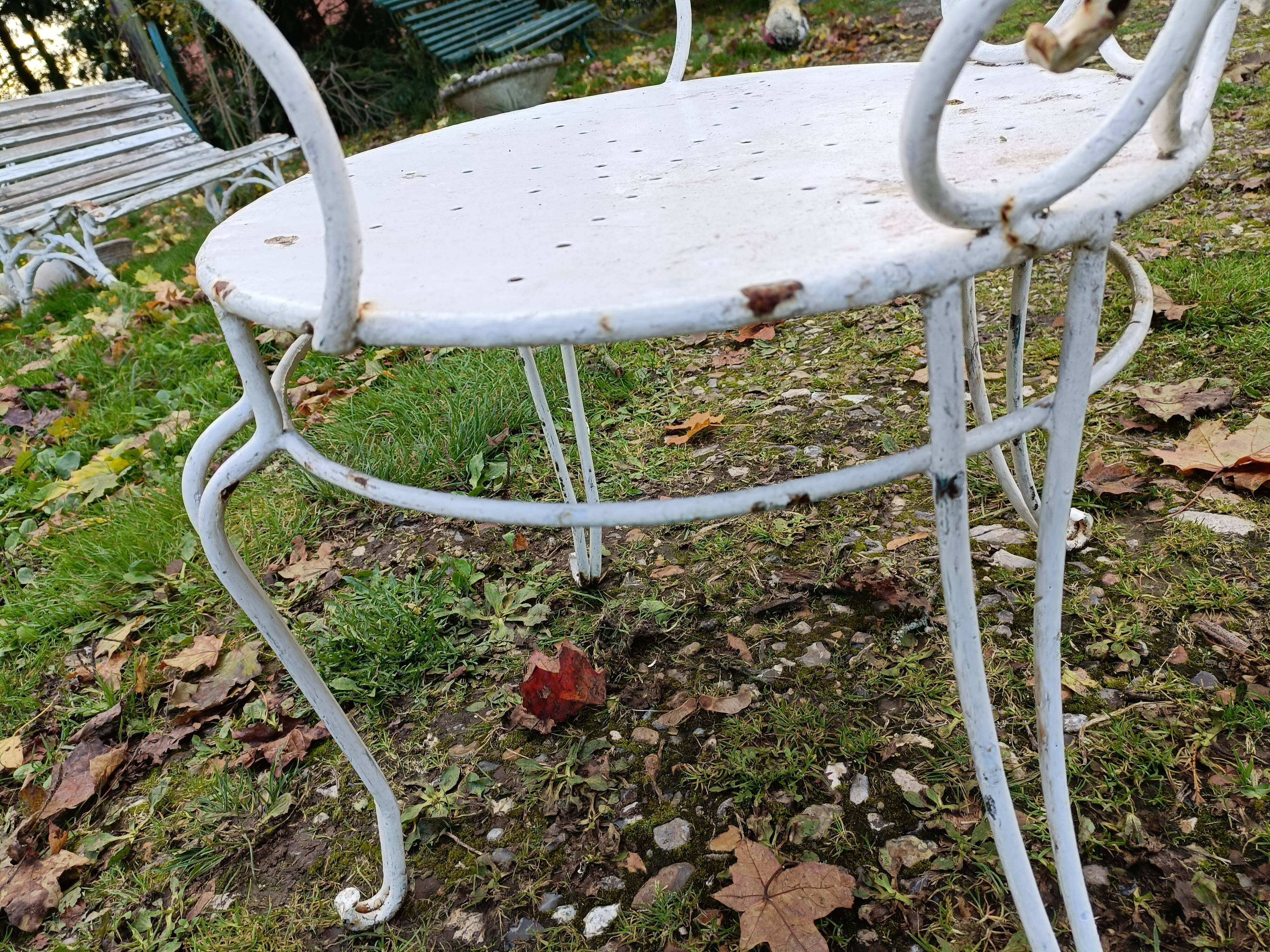 Paire de fauteuils de jardin anciens fer plein métal