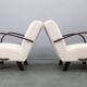 1940s Art Deco armchairs by Jindřich Halabala, beech wood upholstered