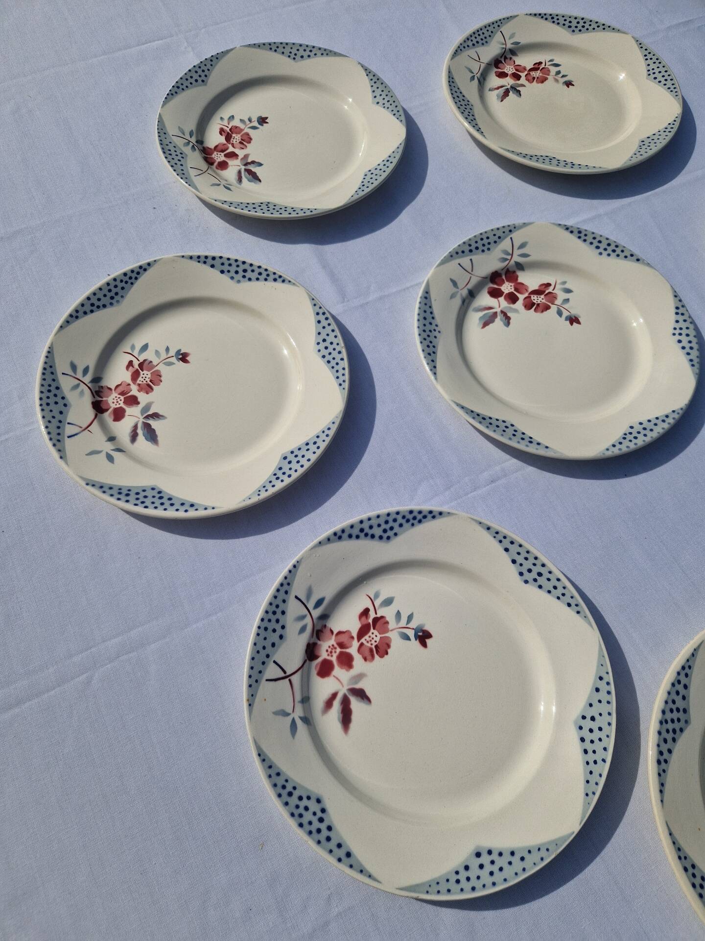 Set of 8 Flat Plates Barfleur Model Sarreguemines Manufacture