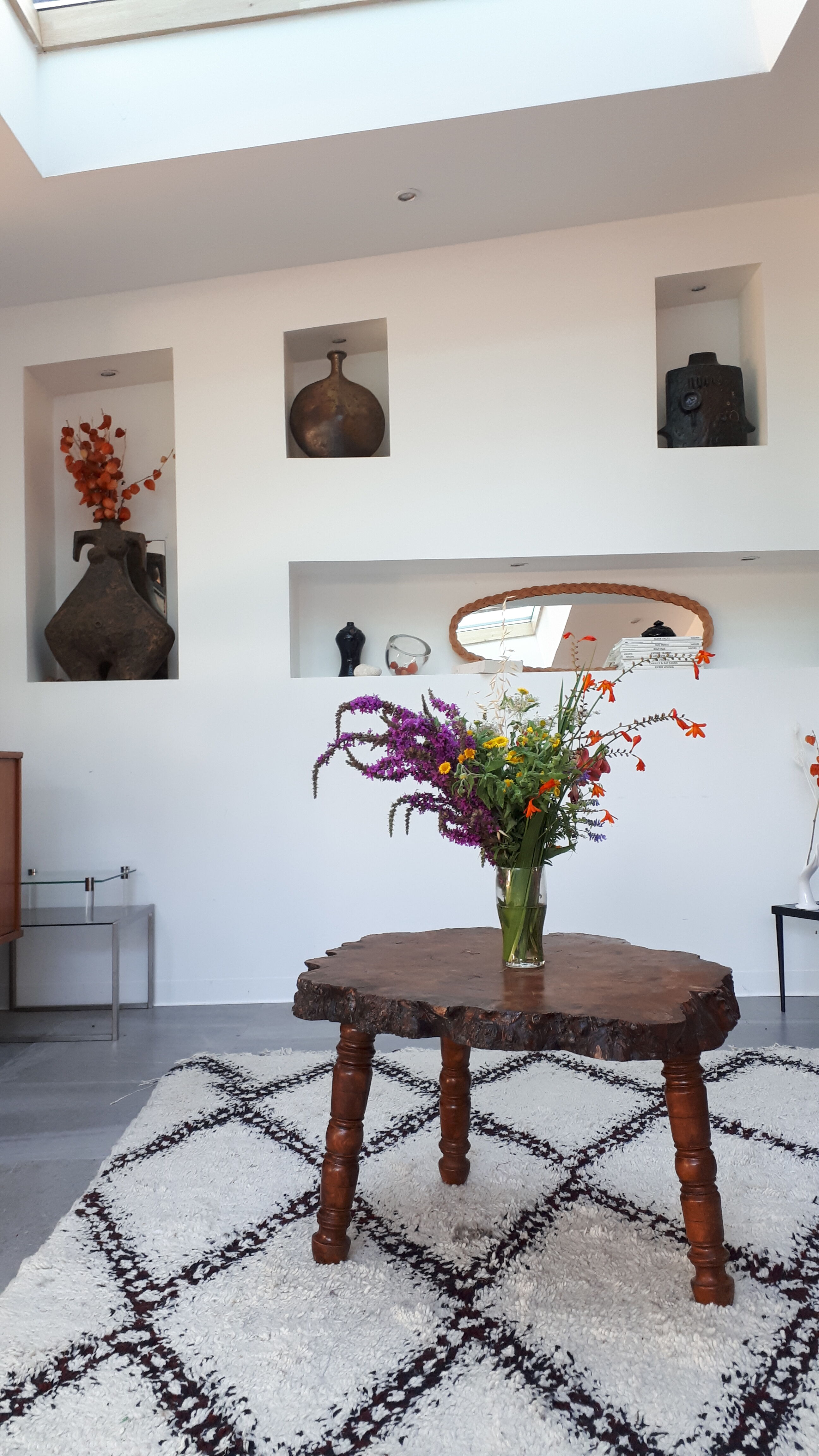 Massive elm coffee table brutalist art 1960s