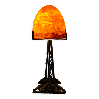 Lampe champignon style Art Deco Verre Marmoréen