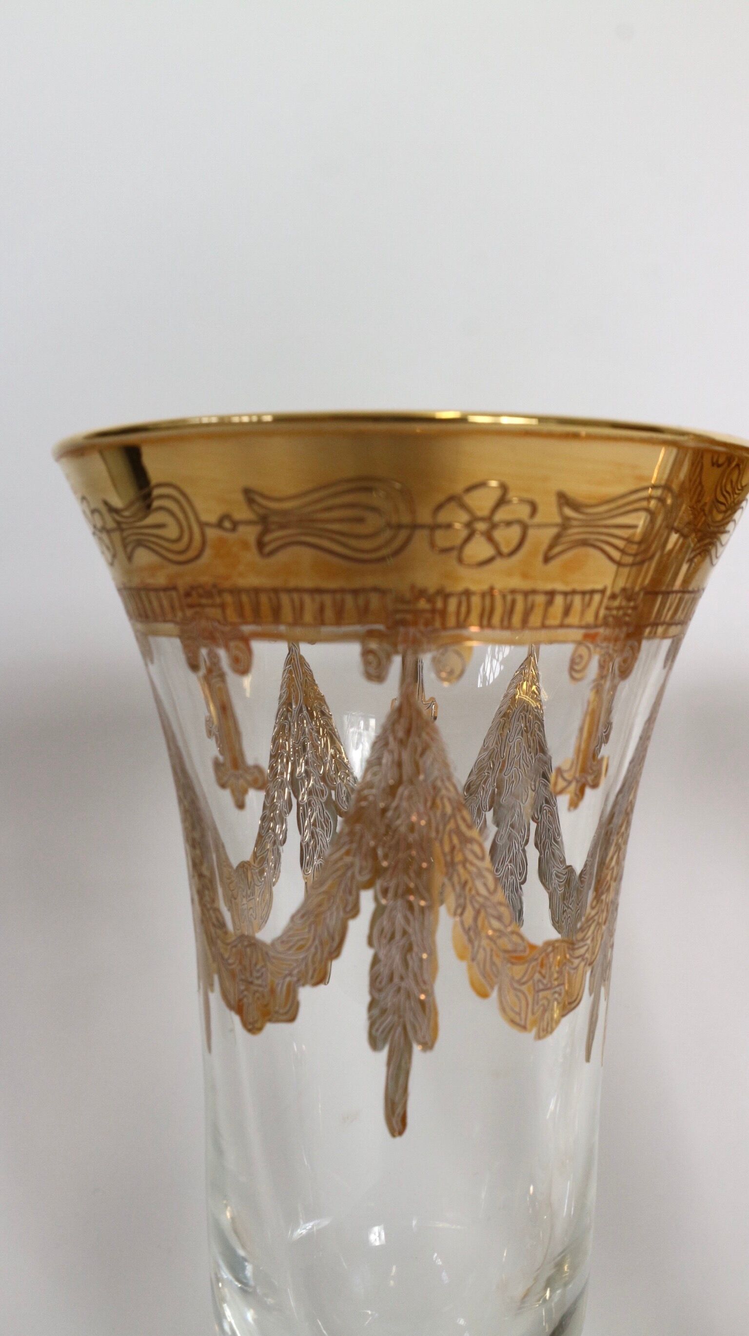 Service 12 glasses decoration engraved gold border