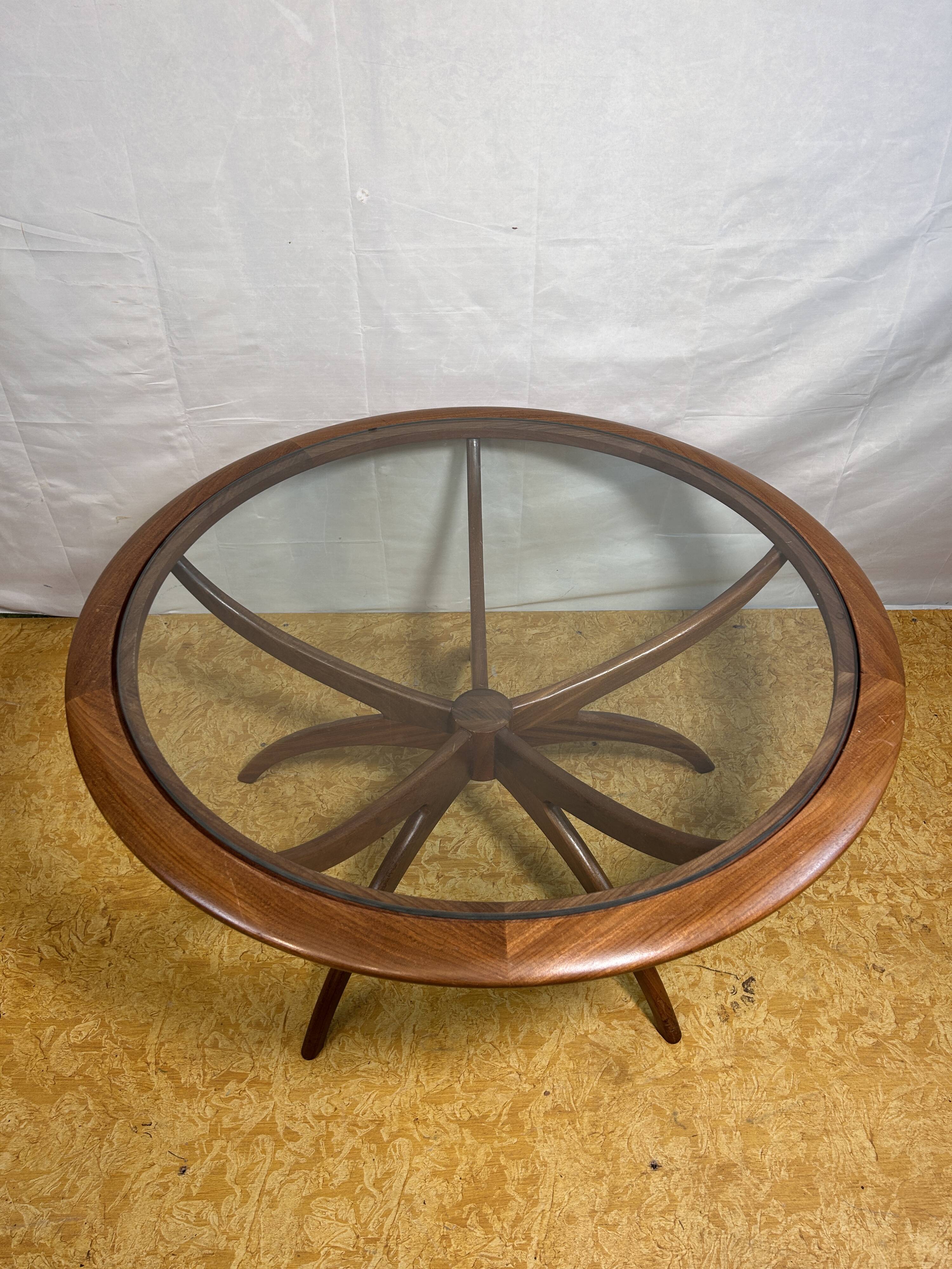 Mid Century retro vintage teak spider astro coffee table 1970  Viktor Wilki