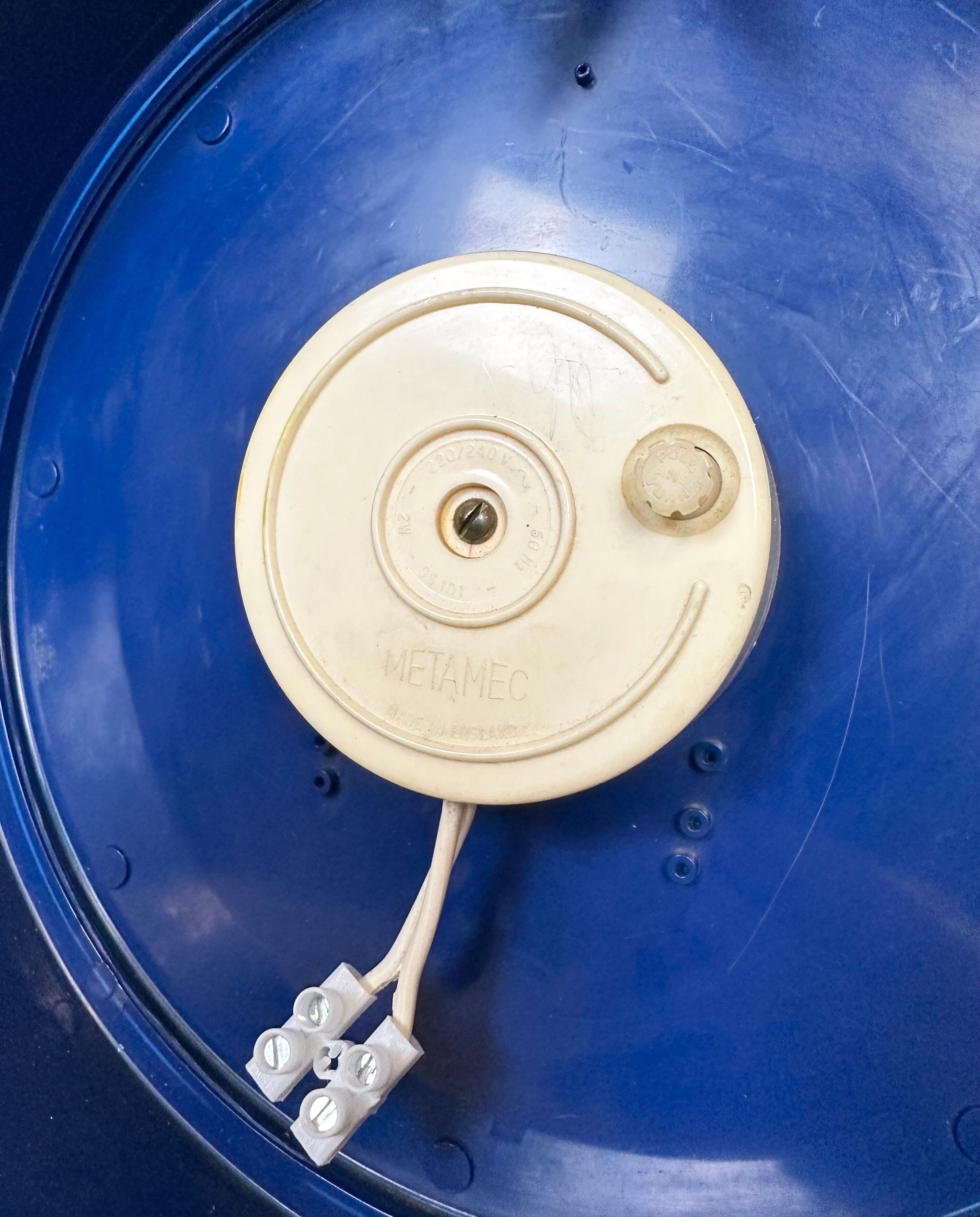 Vintage Blue Bakelite Electric Wall Clock from Metamec, 1970s