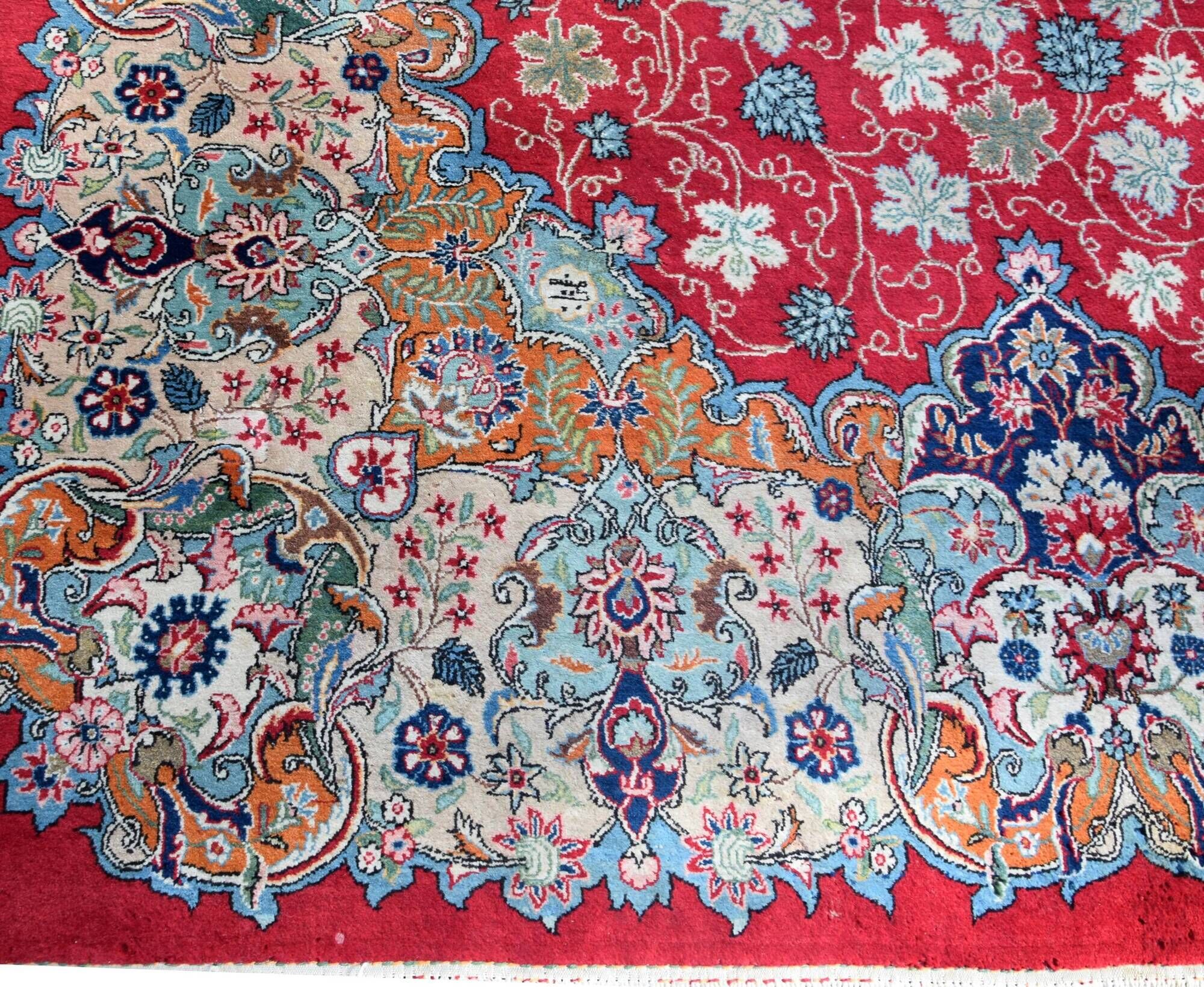 Large Oriental Rug Iran, Kashan Persian - 4.45 x 3.30 Meters - Mid 20th Century: Kork Wool