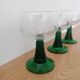 3 twisted green stemmed glasses for Alsace wine, 20 cl