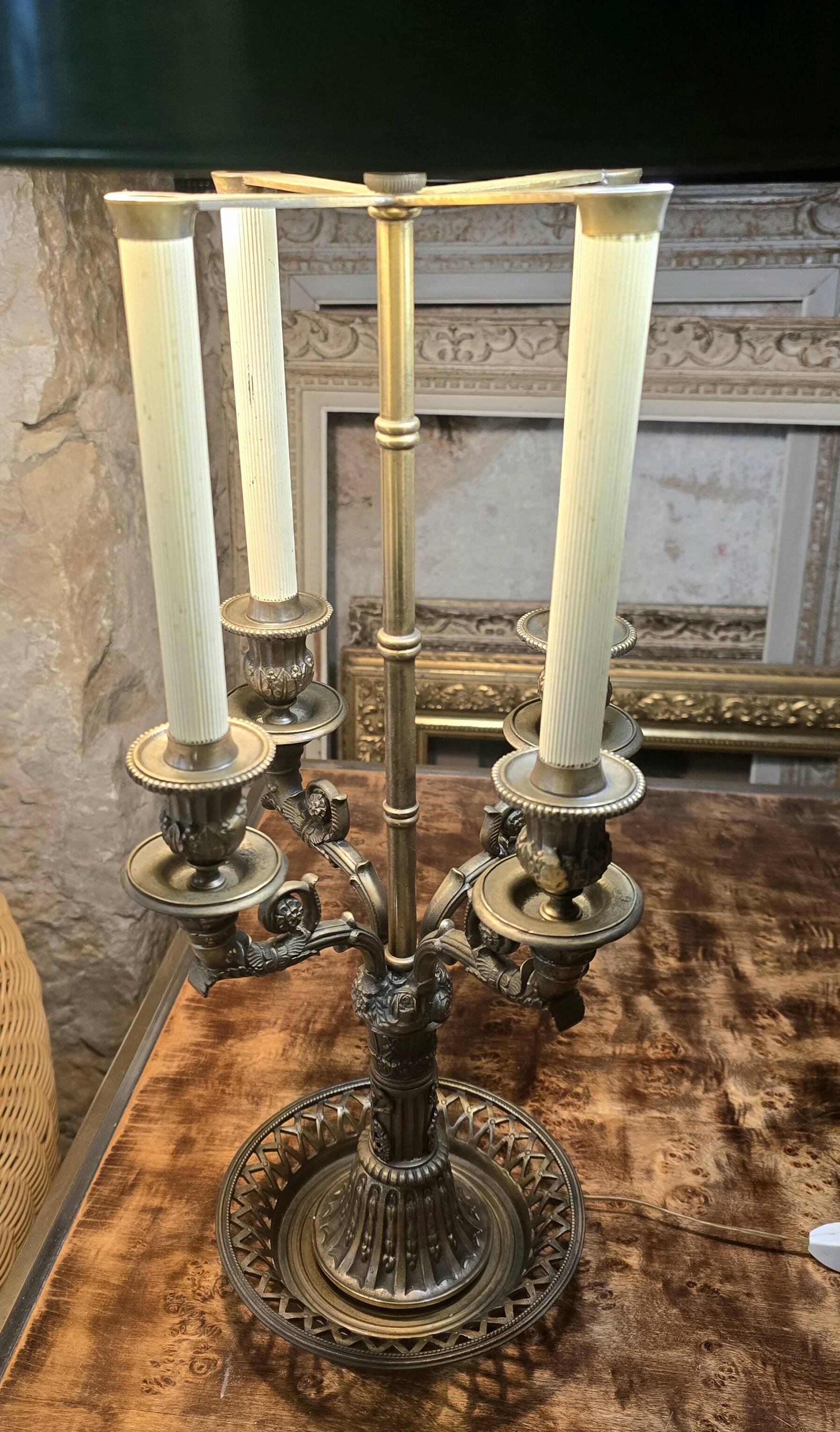 Empire style bronze hot water bottle lamp, early 20th century