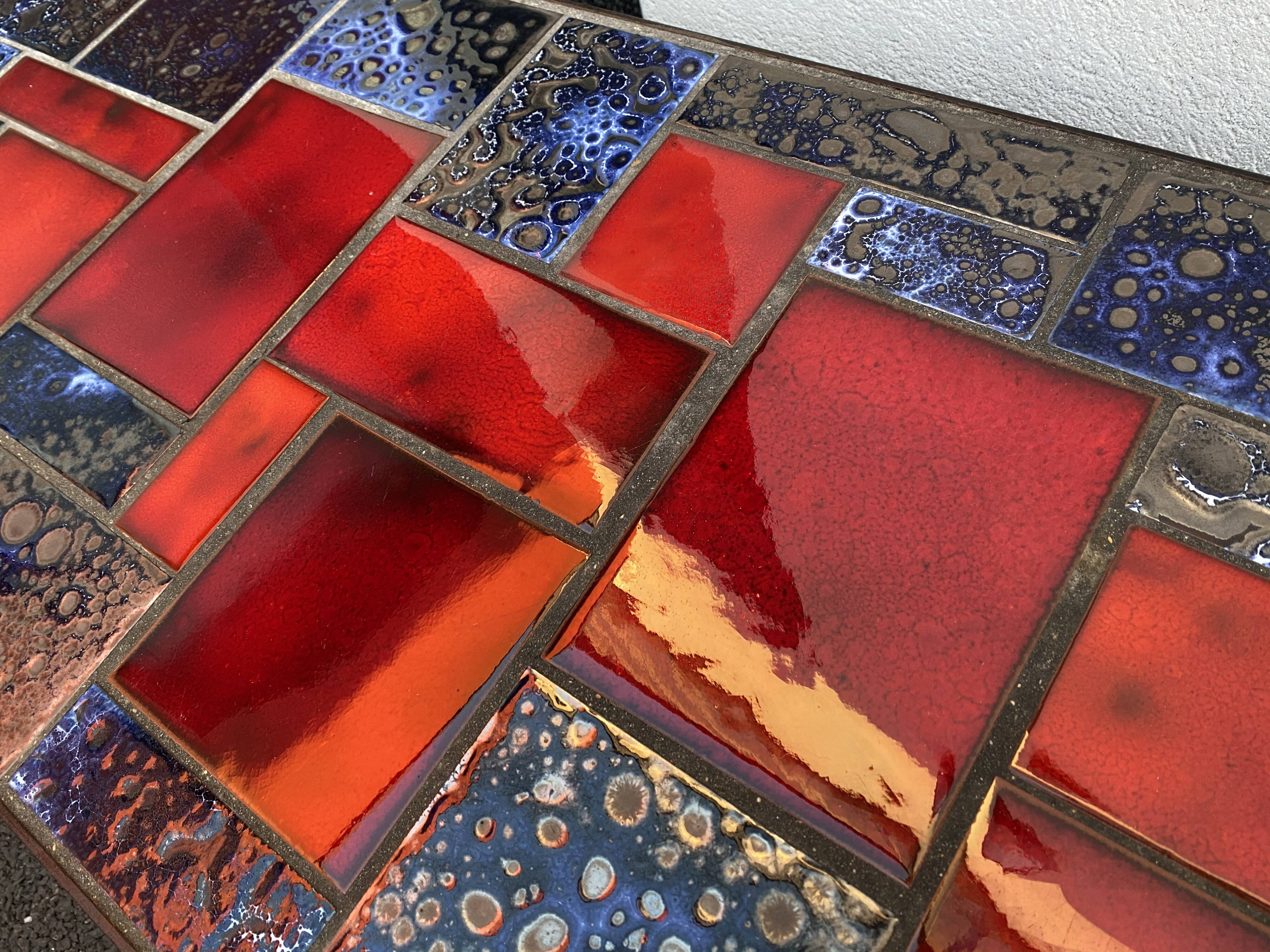 Ceramic Carreaux coffee table De Lava enamelled 50-60 years