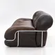 Canapé en cuir marron et chrome, années 1970