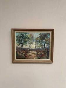 Mid-Century Oil on canvas “Trees” by Lars S 58, Vintage & Framed 57×47cm