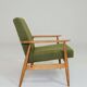 Fauteuil en tissu bouclé vert olive, 1960