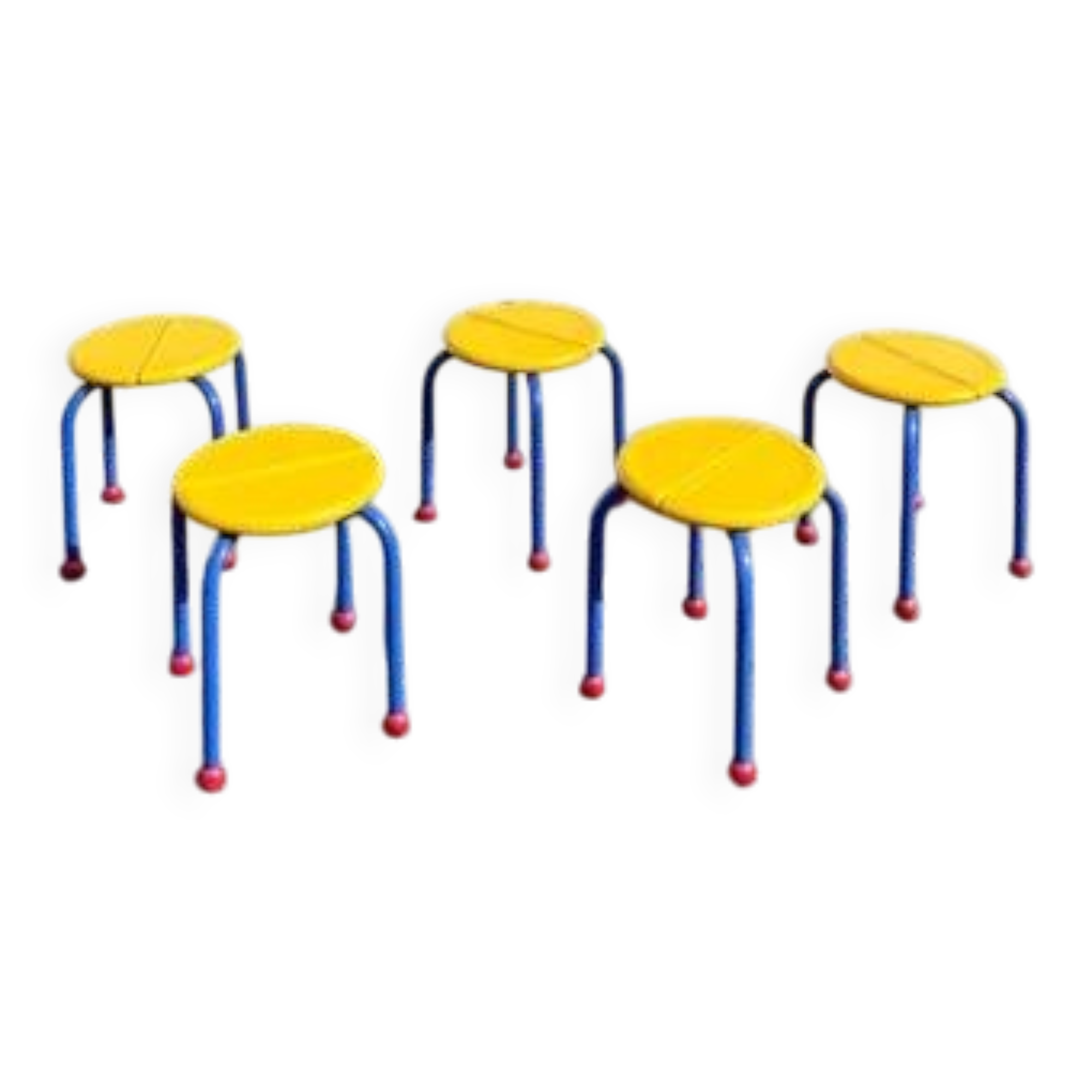 Lot of 5 vintage Memphis children's stools, Puzzel model, vintage IKEA.