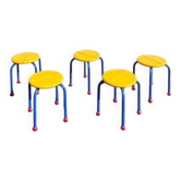 Lot of 5 vintage Memphis children's stools, Puzzel model, vintage IKEA.