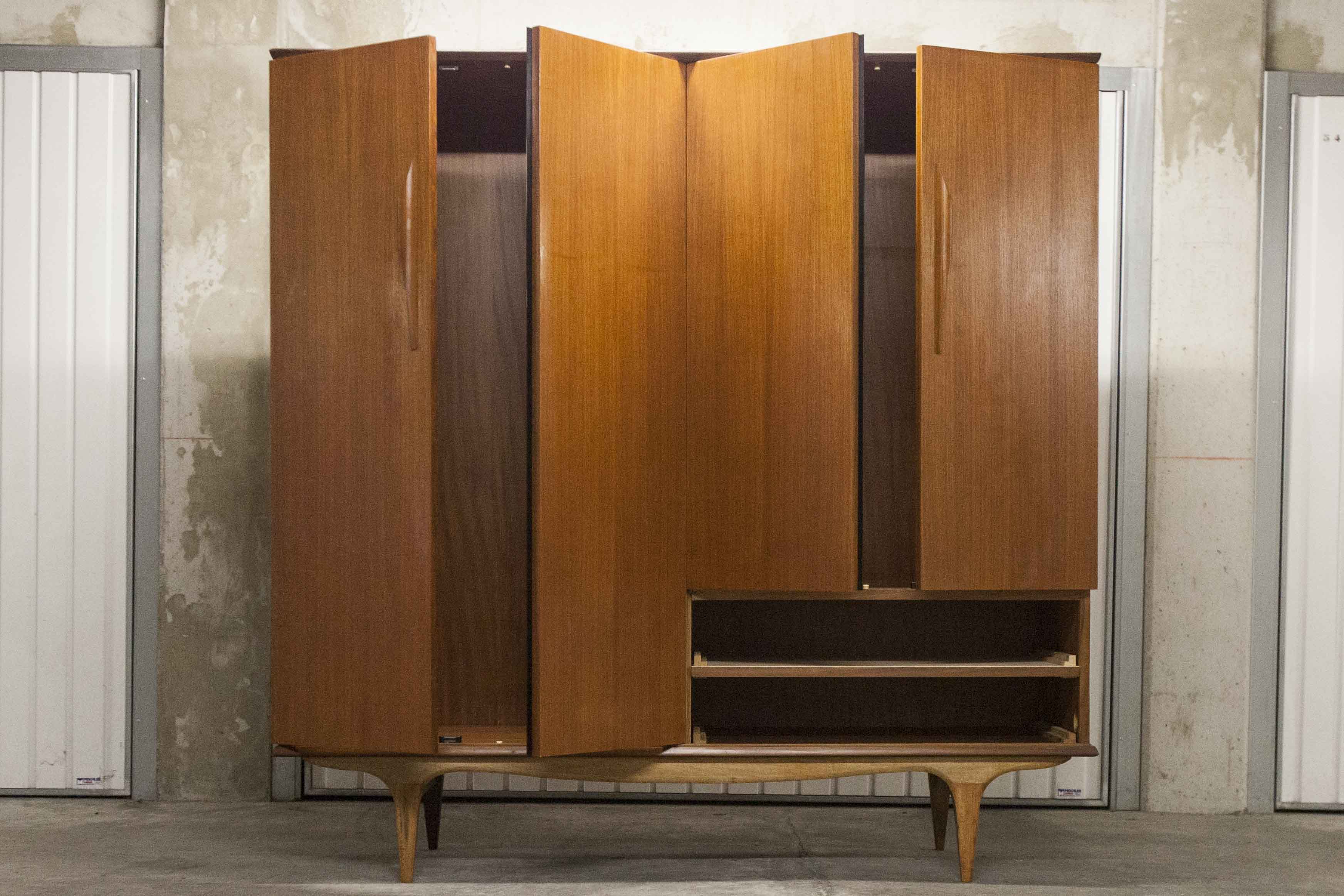 Scandinavian teak cabinet 1960 with mounting plan