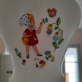 Opaline pendant lamp decorated with children's scenes 60s-70s