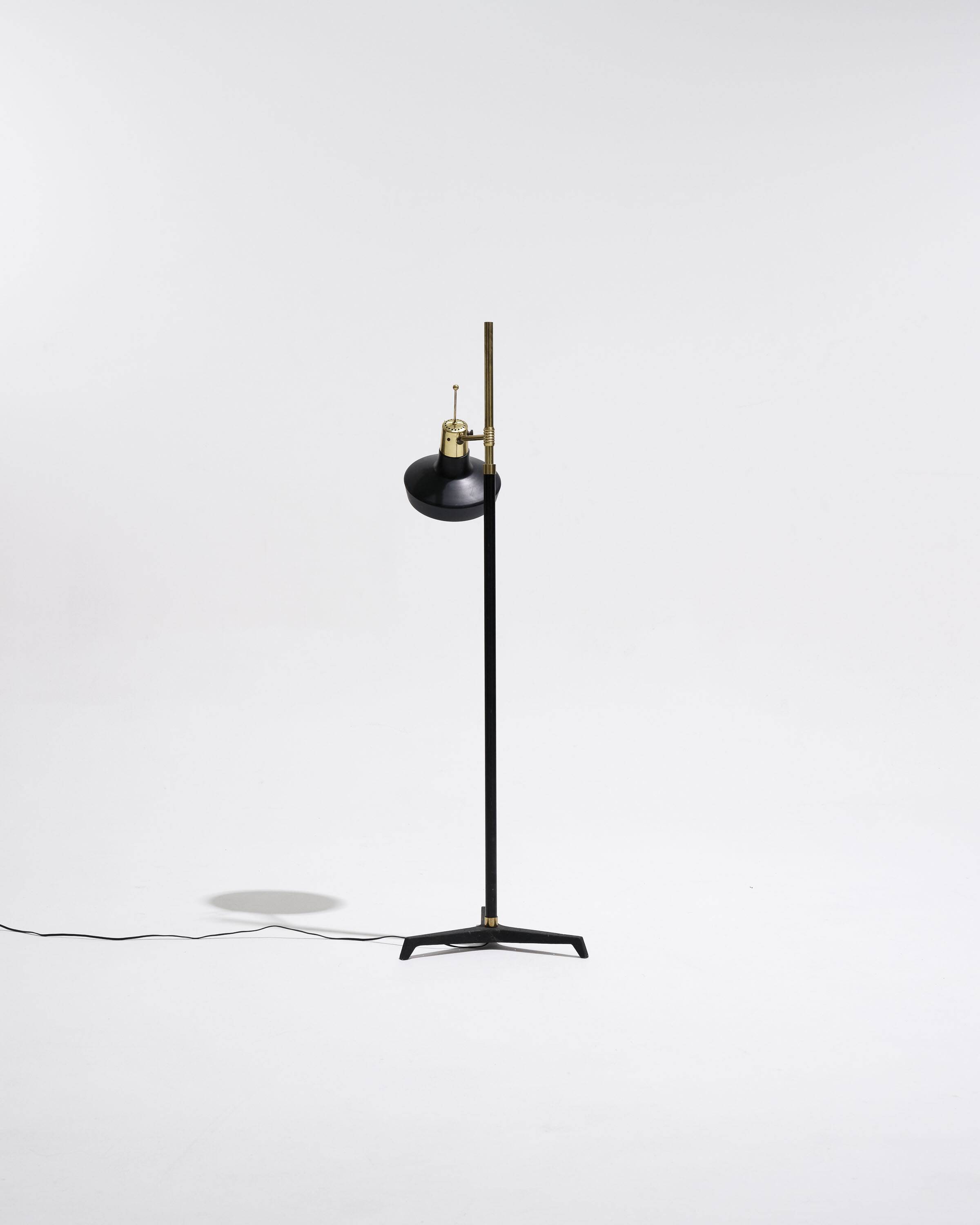 Black and gold metal floor lamp, 1950s