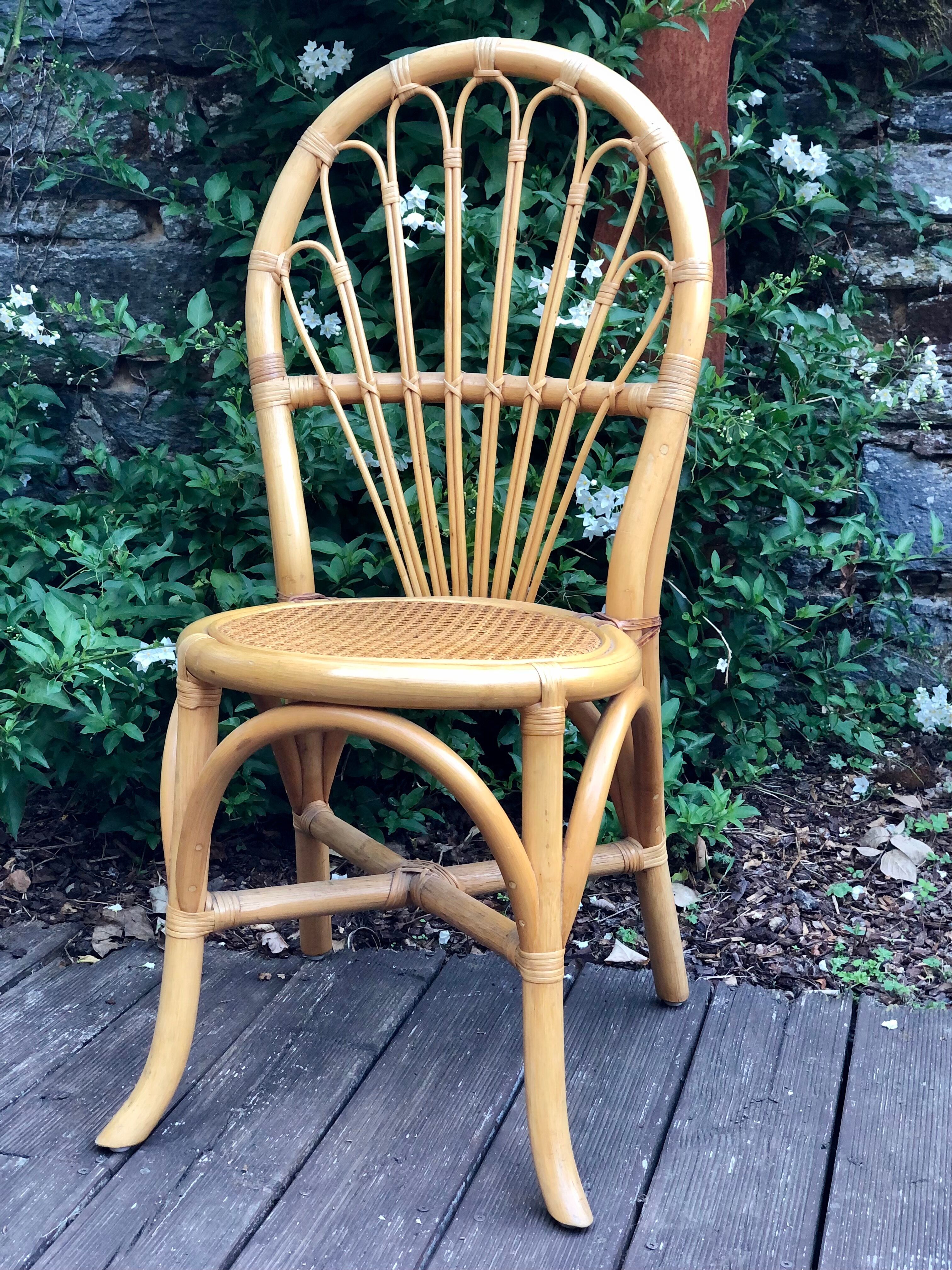 Set of 4 rattan chairs and cannage