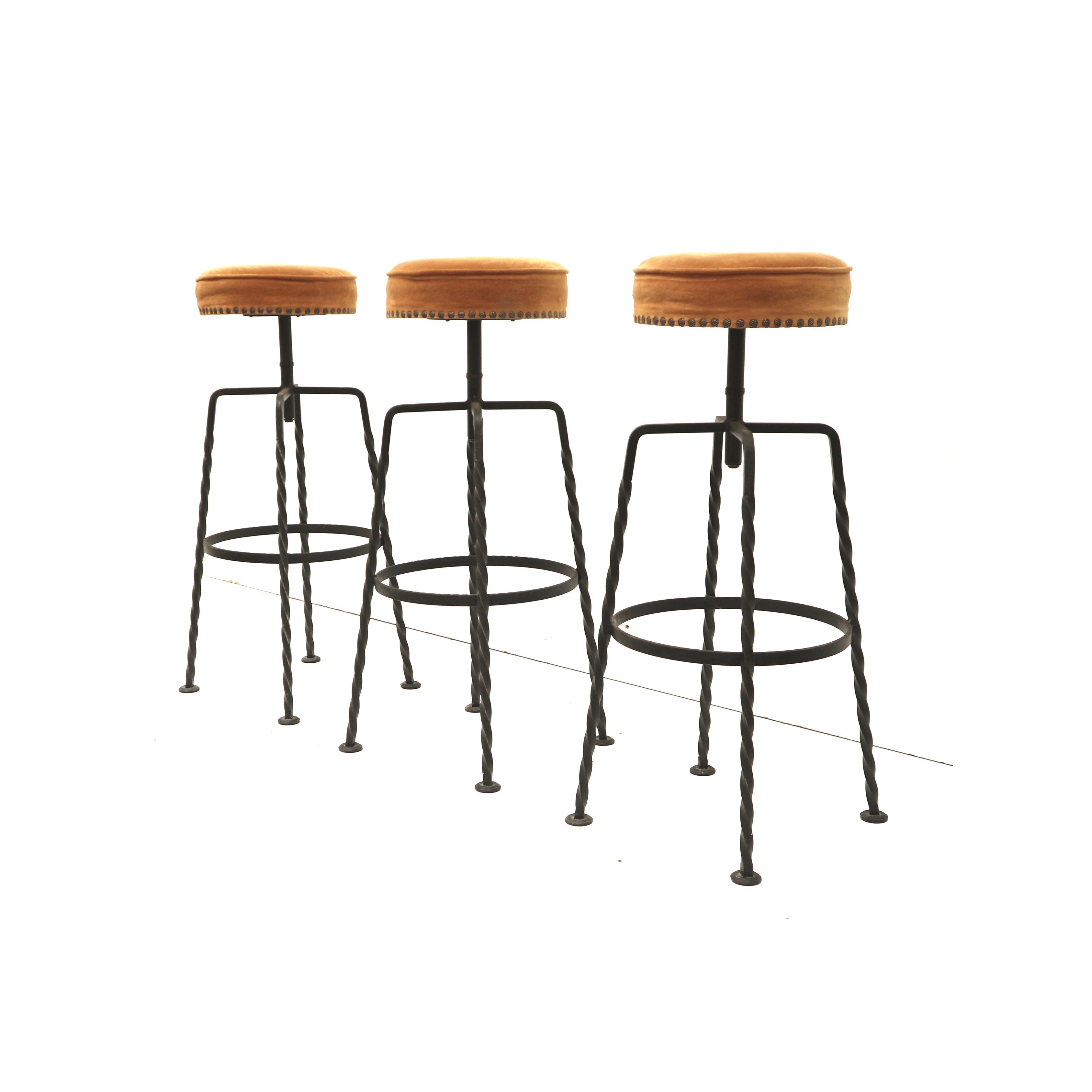 Set of six cast iron bar stools 1970s