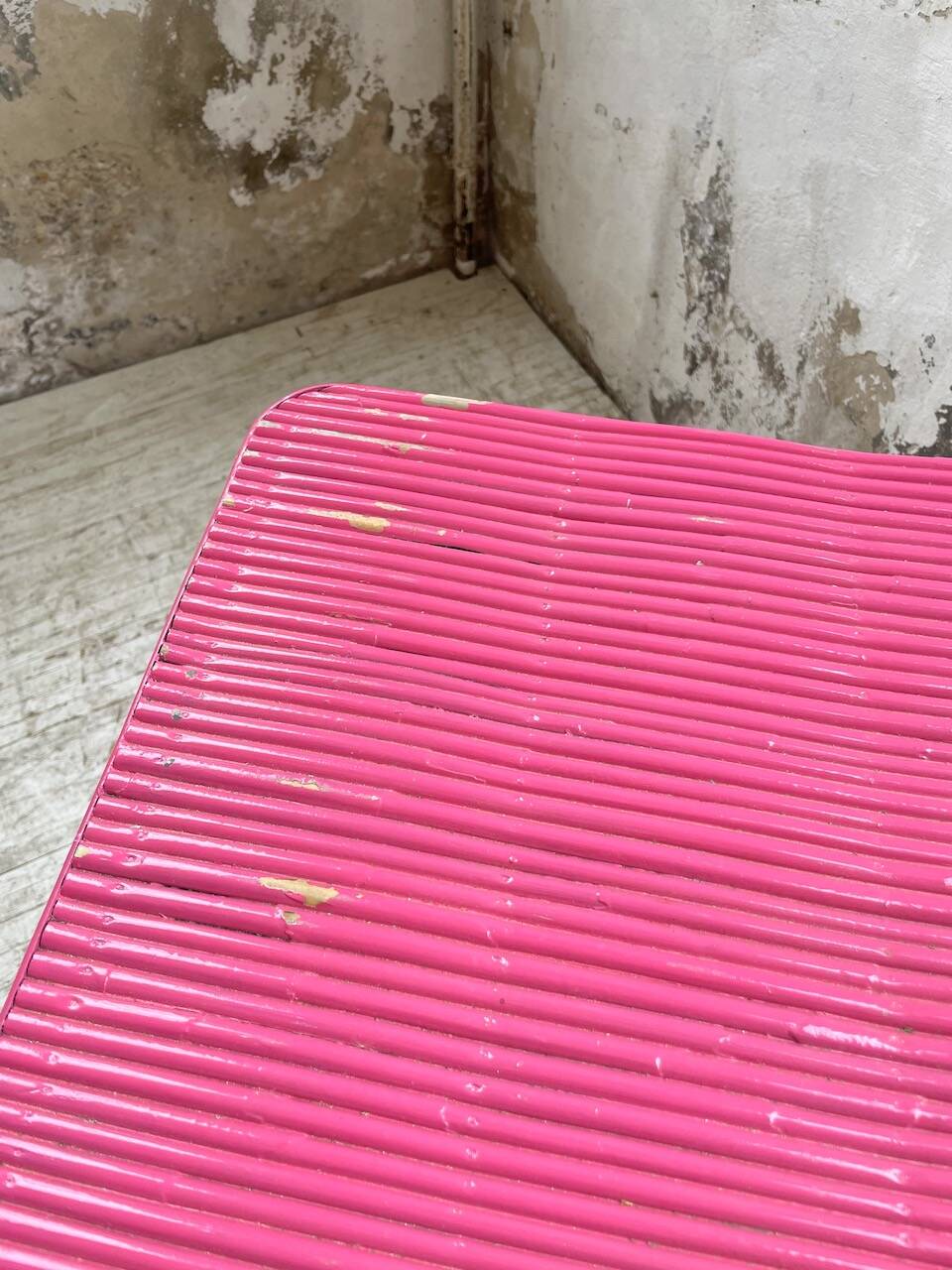 Vintage pink rattan chest of drawers