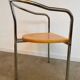 4 old metal chairs with wooden seats, Italian design, postmodern 80s