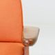 Fauteuil lounge vintage en laine, tissu orange et bois de hêtre